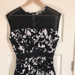 Black & White Floral Print Sheath Dress